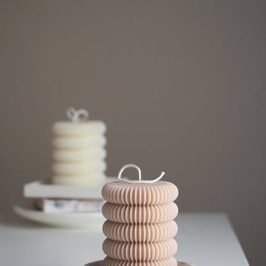 Lantern Ribbed Pillar Candle, Shaped Candle, Beeswax Soywax, Pastel Color, Custome Scent candle, Handmade Gift, Art Home Decor, minimalist 