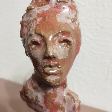 Female Head Bust Sculpture - Goddess Art - Fine Art Sculpture with Stand - Altar Art - Original Clay Art - Female Form 