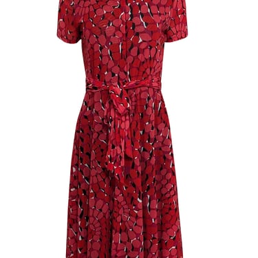 Vivienne Tam - Red, Pink, & Black Print Collar Neckline Dress Sz 2