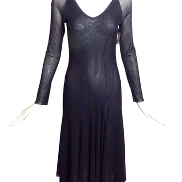 FUZZI- Black & Blue Pinstripe Mesh Dress, Size 4