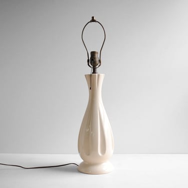 Vintage White Ceramic Table Lamp, Mid Century Lamp 