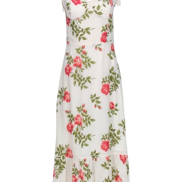Reformation - Ivory w/ Rose & Ivy Print Sleeveless “Nikita” Dress Sz 10