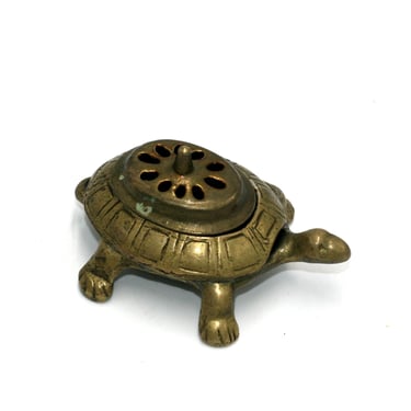 vintage brass turtle incense burner 