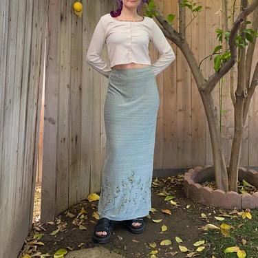 Y2K 2000’s Seafoam Green Stretchy Maxi Skirt 