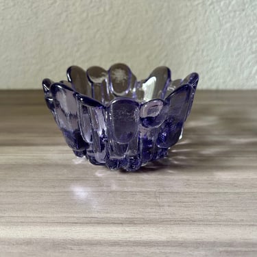 Vintage MCM Viking Glass Bowl Candy Dish Textured Stalagmite Purple bowl 