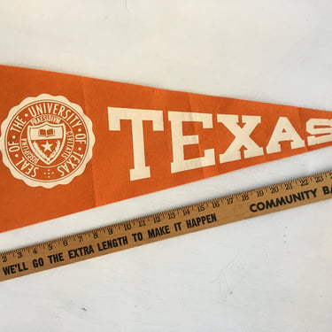 Vintage Texas Souvenir Pennant, University Of Texas Longhorns, Seal Of University, Austin Texas, Student Alumni, Large 