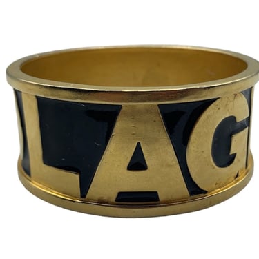 Karl Lagerfeld 90s Heavy Gold-Tone Enameled Cuff Bracelet
