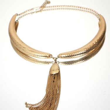 Snake Embossed Tassel Choker