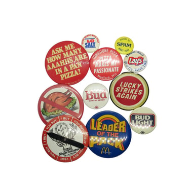 Vintage Food Pinback Buttons - Novelty Pins - You Choose - Genuine Vintage Pins 70s 80s 90s 