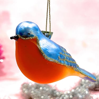 VINTAGE:  Handmade Glass Bird Ornament - Blown Figural Ornament - Christmas - Holidays 