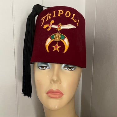 Vintage Tripoli Shriners Fez With Tassel, Tarboosh, Moroccan Style Hat, From Milwaukee Wisconsin, Halloween Costume, Small Size 7-1/2
