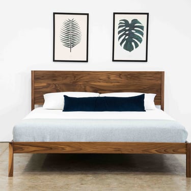 Mid Century Modern Platform Bed / Simple Solid Wood Platform Bed With Storage Option / Solid Walnut Bed Frame 