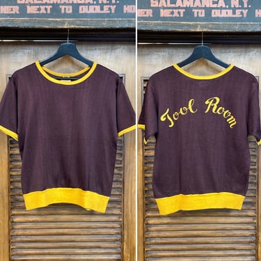 Vintage 1950’s “Tool Room” Two-Tone Athletic Jersey Durene Shirt, 50’s Vintage Clothing 