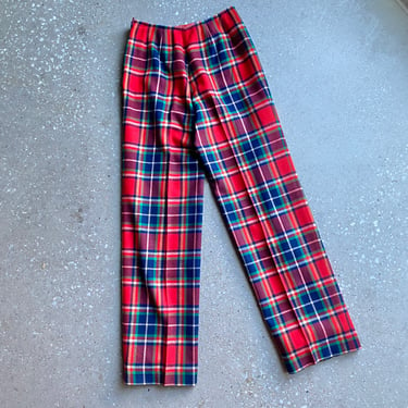 Vintage Pendleton Plaid Slacks / Vintage Red Plaid Wool Slacks / Vintage Holiday Wool Pants 28 Waist 