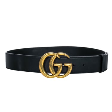 Gucci - Black Leather Belt w/ Gold Logo