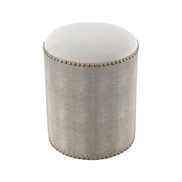 Round Fabric Bench with Gold Nail Heads