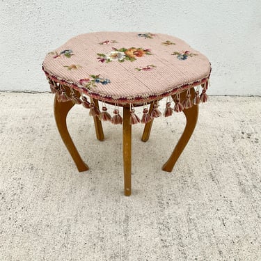 Embroidered Top Pink Stool with Tassels