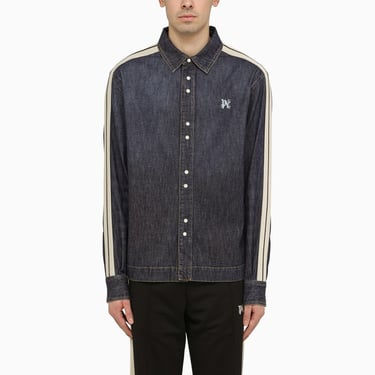 Palm Angels Blue Denim Monogram Shirt-Jacket Men