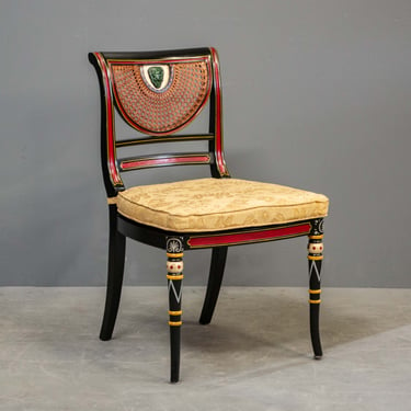 Whimsical Painted Cane Seat & Back Side Chair
