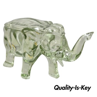 Vintage Blown Glass Consolidated Glass 15" Elephant Candy Trinket Dish with Lid