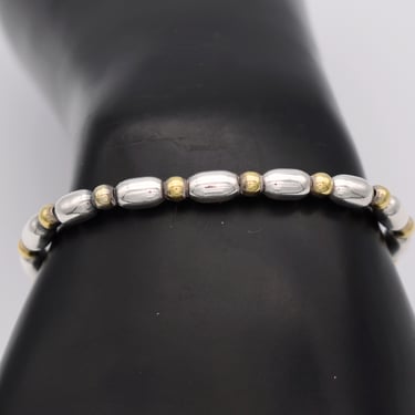 90's minimalist 925 silver rounded barrels vermeil balls bracelet, sterling ovoids & globes stacker 