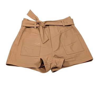 Intermix - Dark Beige Belted Leather Shorts Sz 0