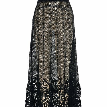 Black Crochet Midi Skirt