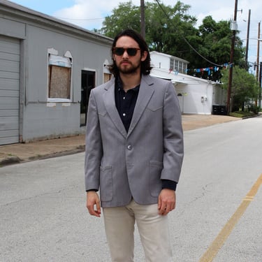 Vintage Ratner Clothes Western Blazer, Size 40R Men, taupe gray wool, two button 