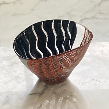 Kosta Boda hand painted glass bowl by Monica Bergström 