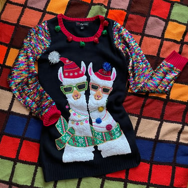 Christmas Llama Sweater Dress w/ Sequins | ISSO San Francisco - The Mission  - San Francisco, CA | ATTIC