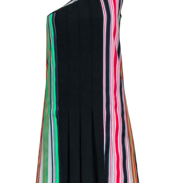 Diane von Furstenberg - Multi Color Stripe Ribbon One Shoulder Dress Sz 2