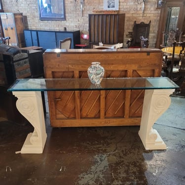 2 Column Glass Top Console Table