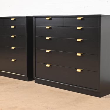 Edward Wormley for Drexel Precedent Black Lacquered Dresser Chests, Newly Refinished