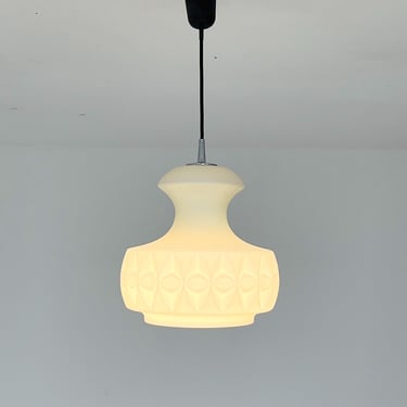 Mid century opaline glass pendant lamp from Peill & Putzler, Germany 1970s 
