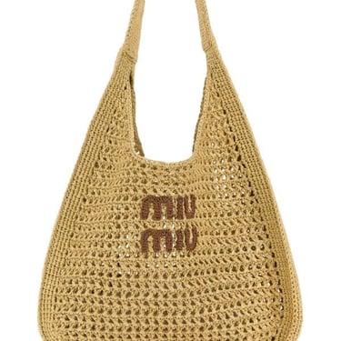 Miu Miu Woman Beige Crochet Shopping Bag