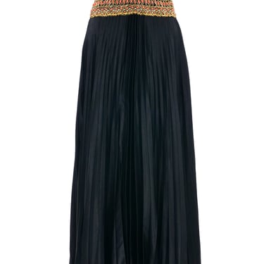 Jewel Embellished Pleated Maxi Skirt