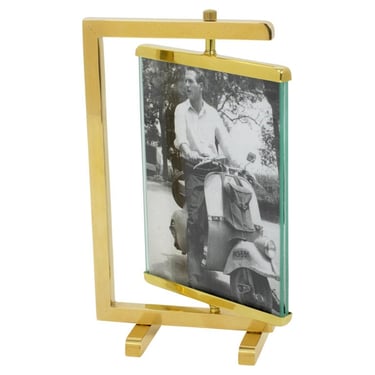 Paul Lobel Style Polished Brass Picture Frame, 1950s