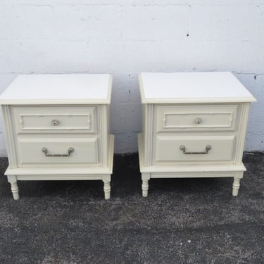 Hollywood Regency Painted Faux Bamboo Nightstands Side End Tables a Pair 3698
