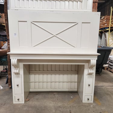 Large White Fireplace Mantel with Storage