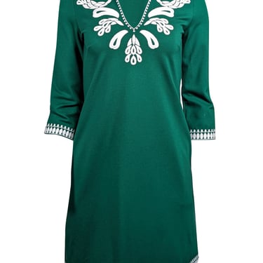 Tuckernuck - Green Shift Dress w/ White Embroidery Sz XXS