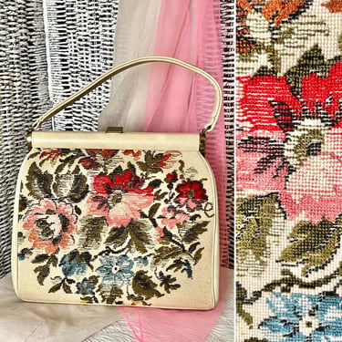 Tapestry Handbag, Frame Purse, Vegan Kelly Bag, Vegan, Pin Up, Rockabilly, Vintage 50s 60s 