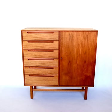 Danish Modern Teak Wardrobe Dresser by Nils Jonson