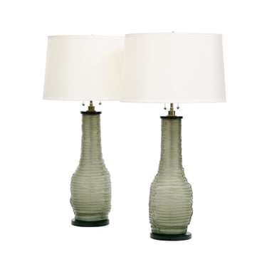 Pair of Artisan Hand-Blown Glass Table Lamps 1970s