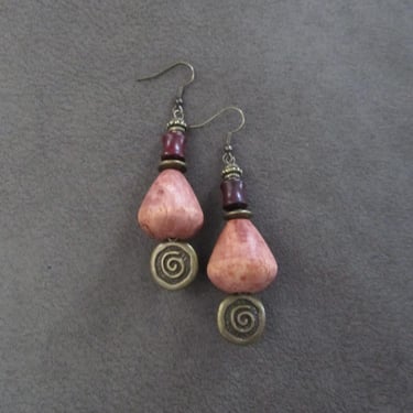 Chunky bohemian wooden earrings 