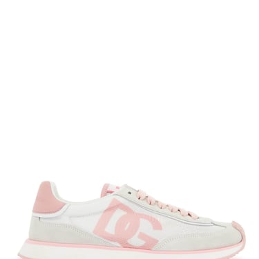 Dolce & Gabbana White And Pink Dg Logo Sneakers Women