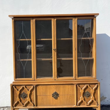 Antique China Cabinet Bookcase Chinoiserie Hollywood Regency Console Sideboard Dining Room Furniture Buffet Display Case CUSTOM PAINT AVAIL 