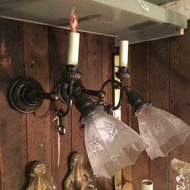 Converted Gas/Electric Sconce Pair C. 1890