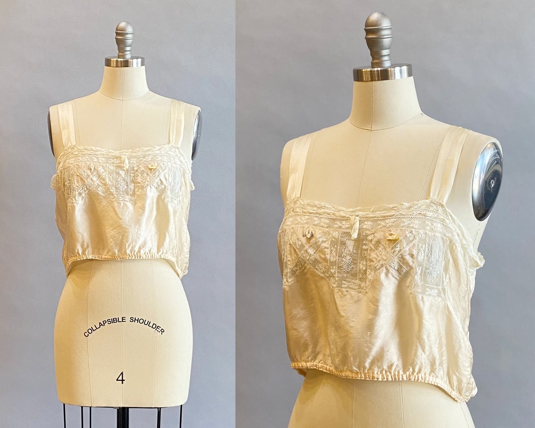 Edwardian Silk Camisole Top / Vintage Lingerie / Chemise