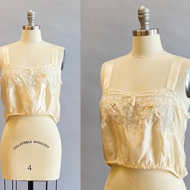 Edwardian Silk Camisole Top / Vintage Lingerie / Chemise / Vintage Camisole /  Small 