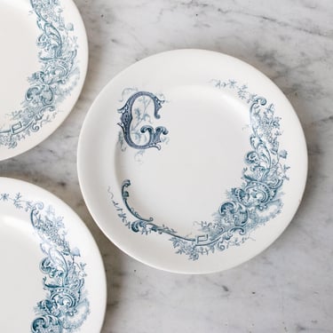 Trio of Monogrammed Transferware Plates